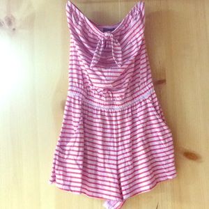 Strapless striped romper